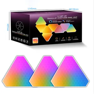 Wifi thông minh LED Bảng điều chỉnh tam giác tường ánh sáng ban đêm ánh sáng RGB môi trường xung quanh trong Nhà trò chơi phòng ngủ cạnh giường ngủ trang trí tam giác LED tấm