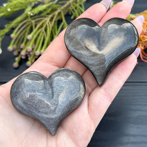 Cristales Naturales de Obsidiana Plateada en Forma de Corazón de Melocotón de Alta Calidad al por Mayor para Decoración del Hogar y Regalos Navideños - Product Image 3