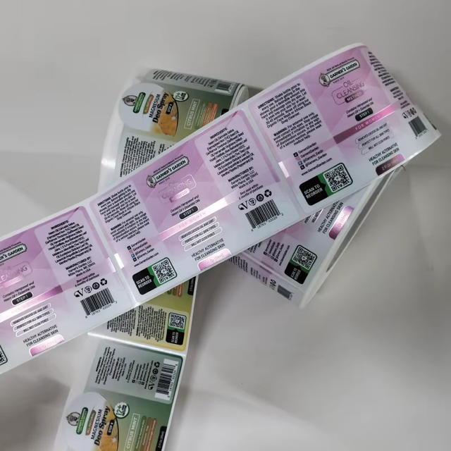 Self Adhesive Spot UV Sticker Waterproof Vinyl PE Label for Bottle Jar Packaging Custom Oil Cosmetic Skin Label