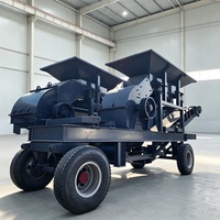 Concasseur mobile à mâchoires/marteaux sur roues, machine de fabrication de sable, concasseur de pierres portable pour la construction, galets de rivière, calcaire
