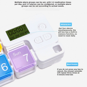 Reloj Despertador con temporizador promocional con horario semanal y pastillero electrónico, capacidad para 7 días, conveniente para viajar. - Product Image 5