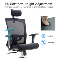 Chaise de bureau pivotante professionnelle confortable pour la maison et le bureau, chaise de luxe moderne en tissu et maille ergonomique certifiée BIFMA classe 3
