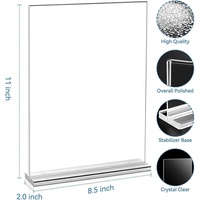 Lot de 10 supports de table pré-assemblés pour affiches en acrylique, épaisseur 10 mm, double face, pour prospectus et cartes de visite