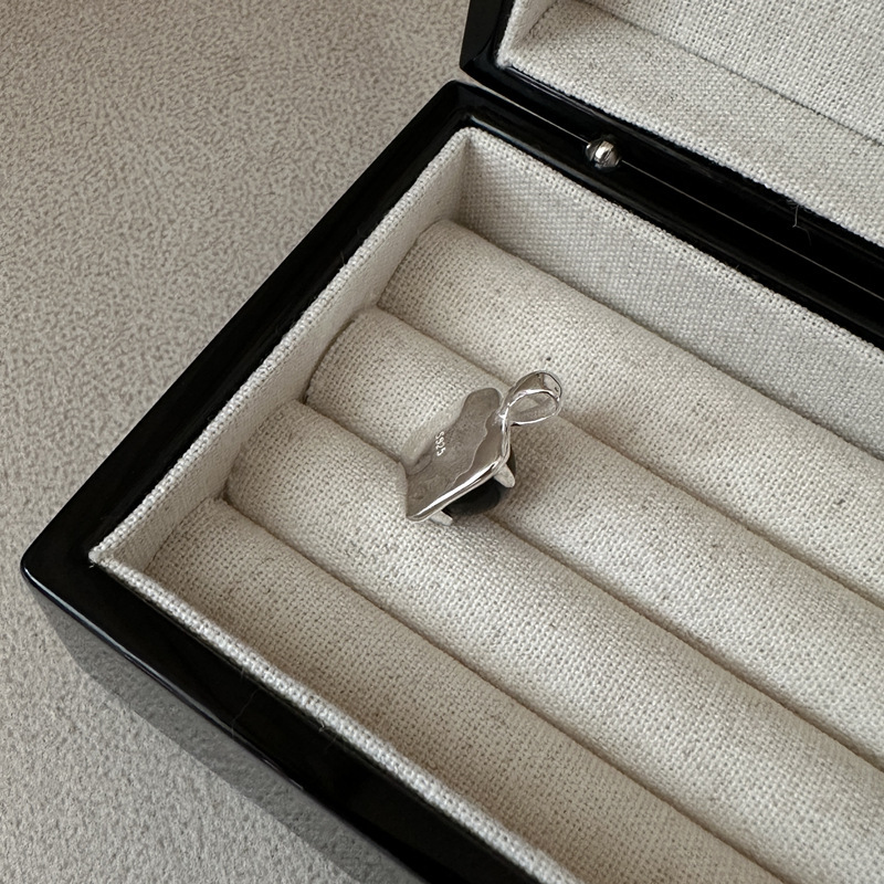 stone silver women korean style black 925 silver