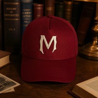 Gorra de Béisbol Bordada en 3D Personalizada, Gorra de Sarga de Algodón de 6 Paneles, Estilo Vintage Gótico con Letra M, Ajustable, Venta al Por Mayor, OEM, MOQ Bajo