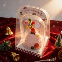 Boîte à dessert en PET de qualité alimentaire, forme unique, gaufrage, boîte à gâteau en forme d'arbre de Noël pour gâteau au fromage, anniversaire