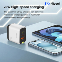Chargeur rapide USB-C GaN Miccell OEM, chargeurs de téléphone USB-C multi-ports, adaptateur secteur pour téléphone portable, tablette et ordinateur portable