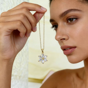 2026 Design Zirkon Blumen-Anhänger Edelstahl Blumen-Halskette für Damen 18k Vergoldeter Schmuck - Product Image 6
