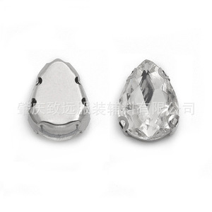 Base de diamantes de imitación en forma de lágrima de 10x14 mm, cristal transparente de base plana para accesorios de bricolaje para vestidos de novia - Product Image 2