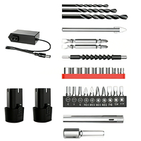 Perceuse sans fil de haute qualité pour la maison et le travail du bois - Moteur à balais à vitesse variable, outil électrique 12V avec 2 batteries