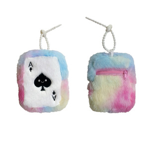 Monedero de Peluche con Diseño de Cartas de Póker, Estilo Original, para Guardar Artículos Pequeños, Bolsa para Lápiz Labial para Niñas, Venta al Por Mayor - Product Image 5