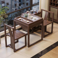 Ensemble table et chaises trois pièces pour balcon, table basse en pierre frittée pour appartements, design contemporain, structure en bois, mobilier de maison