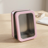Boîte en métal rectangulaire personnalisée avec fenêtre, emballage cadeau en métal, boîte de présentation avec couvercle transparent