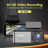 Caméra embarquée Lenovo R1 avec écran IPS 3,69 pouces, double objectif 4K avant/1080P arrière, WiFi intégré, point d'accès mobile, mémoire extensible 128 Go