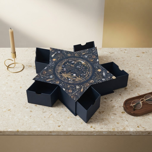 Caja de Regalo de Lujo Personalizada en Forma de Estrella, Caja Rígida <span class=keywords><strong>con</strong></span> Lámina Dorada Celestial para Regalos Navideños, Cosméticos, Marca Boutique - Product Image 5