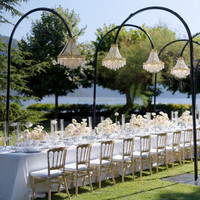 Accessoires de mariage, lustre en métal, arche, support de fond, décoration de fête, lustre en cristal, support pour décoration d'événement de mariage