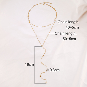 Collana Trendy a Doppio Strato con Ciondolo a Forma di Y, Placcata in Oro 18K, in Acciaio Inossidabile, Regalo per <span class=keywords><strong>Donna</strong></span> - Product Image 3