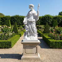 Estatua de la Diosa Griega Atenea Tallada a Mano en Mármol Blanco Natural de Tamaño Real, Escultura de Dama con Lanza para Decoración de Jardín