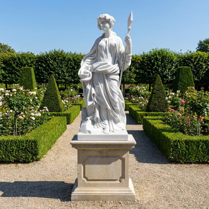 Estatua de la <span class=keywords><strong>Diosa</strong></span> Griega <span class=keywords><strong>Atenea</strong></span> Tallada a Mano en Mármol Blanco Natural de Tamaño Real, <span class=keywords><strong>Escultura</strong></span> de Dama con Lanza para Decoración de Jardín - Product Image 1