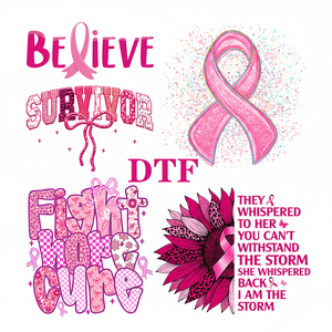 Custom Wholesale Design Hope Breast Cancer Shirt Transfers Dtf Thermal 3D Dtf Transfers <b>Stickers</b> For T Shirts - Product Image 1
