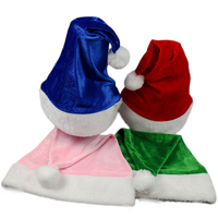 Vente en gros de chapeaux de Noël personnalisés de luxe en noir, rouge, rose et vert, chapeaux de Père Noël en velours et en peluche colorés pour adultes, vente chaude pour l'hiver