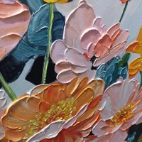 Peinture à l'huile abstraite texturée faite à la main, art mural encadré floral moderne, peinture décorative pour salon, décoration bohème, peinture sur toile