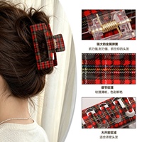 Jepit Rambut Kotak-kotak Gaya Korea, Motif Plaid Berongga, Aksesoris Rambut Fashion untuk Wanita, Penataan Rambut Sehari-hari