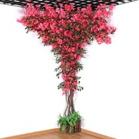 Pohon Sakura buatan dekorasi dalam ruangan, pohon rambat hijau besar, dekorasi cabang bunga pernikahan