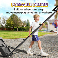 JUNYE BHJY001 Panier de basket portable à hauteur réglable, support en acier, panneau anti-éclatement, pour jeunes et adultes, intérieur/extérieur
