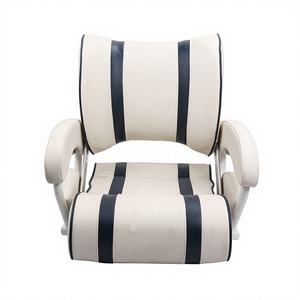 Asientos de Conductor de Lancha Rápida de Dos Tonos con Diseño Personalizado, Respaldos Ajustables, Conversión de Avance/Retroceso, Asientos Marinos para Yates - Product Image 1