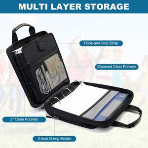 Free Sample BSCI <b>Large</b> Capacity Zipper Binder with Detachable Straps & Shoulder 2 Inch 3-<b>Ring</b> Binder for School - Product Image 3