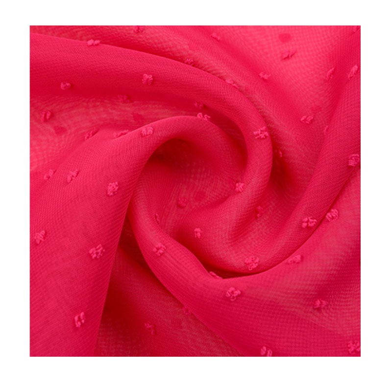 Stock100% Polyester Plain Dyed Fabric Chiffon Jacquard Cut Flowers Chiffon Fabric Polka Dot Chiffon Fabric For Women's Clothing