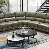 Muebles para sala de estar, sofá de cuero azul importado, esquina Vintage, venta China