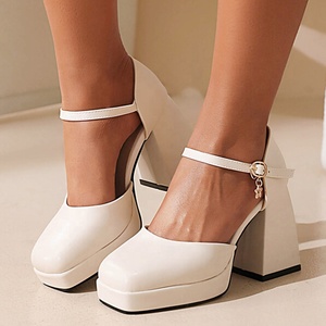 Zapatos de Tacón Alto para Mujer, Primavera-Verano 2022, Sandalias de Tacón Alto para Trabajo y Exteriores, Punta Cuadrada, Correa con Hebilla Suave, Zapatos Mary Jane con Plataforma 47 - Product Image 2