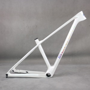 Cadre de vélo de montagne à suspension arrière rigide en fibre de <span class=keywords><strong>carbone</strong></span> Pearl White+Logo 29er 148mm avec câblage interne, boîtier de pédalier T47, patte de dérailleur UDH - Product Image 1