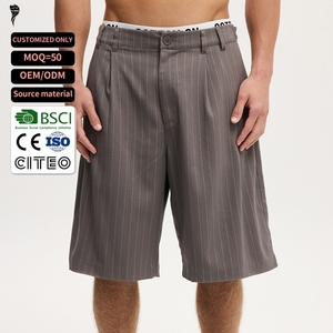 Pantalones Cortos Holgados Personalizados con Rayas, Largos hasta la Rodilla, Estilo Urbano, para Hombre, Verano - Product Image 1