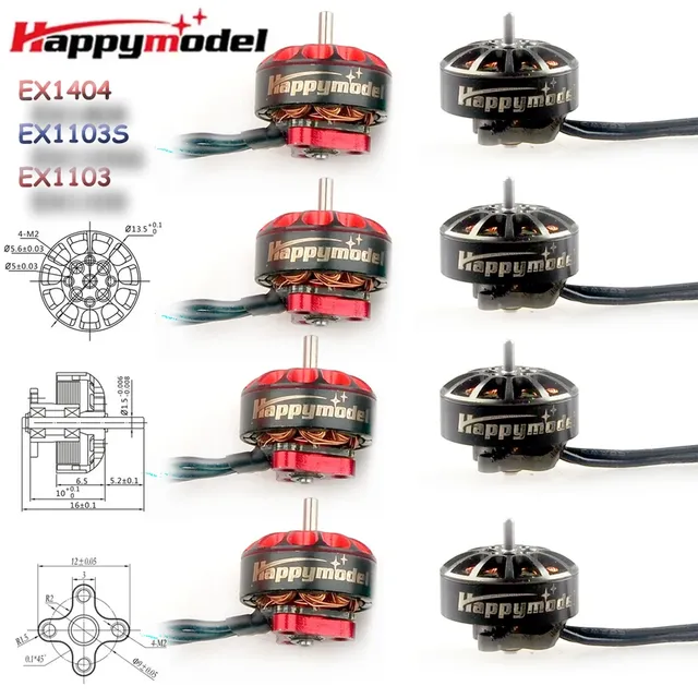 4PCS HappyModel EX1404 1404 EX1103S EX1103 1103 Brushless Motor for RC FPV Toothpick Racing Crux35 Micro Long Range LR4 Drone
