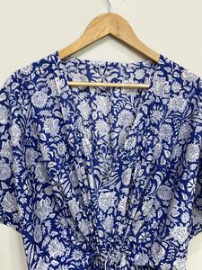 Caftán Corto de Seda Pura, Talla Única, Holgado y Cómodo para Cualquier Talla, Aproximadamente 47 Pulgadas, Proveedor de la India - Product Image 3