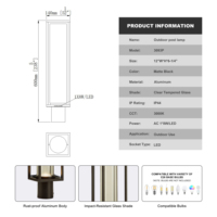 Applique murale LED carrée moderne en aluminium, étanche IP44, lumière du jour 5000K, pour extérieur et jardin, noir sable, angle de faisceau 20 degrés, décorative