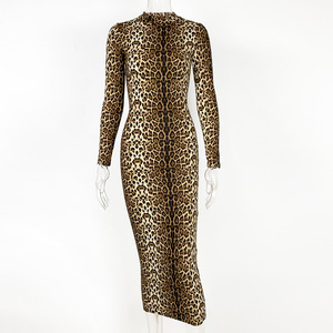 Nuovo arrivo donna leopardato lungo Maxi abito Sexy da donna Casual aderente abiti da sera aderenti - Product Image 6