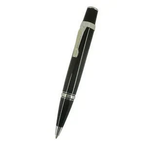 ACMECN Mini Black Lacquer Ball Pen Silver Trim Twist Mechanical Metal Refill Famous Brand MB Style Ballpoint Pen for Unisex Gift