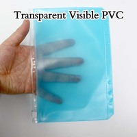 Coloré 6 trous A5 A6 clair liant enveloppes fermeture éclair étanche classement stockage sacs à feuilles mobiles givré PVC argent poche dossier