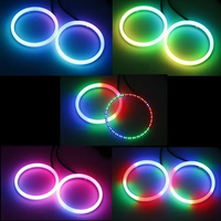 Nouvelles feux de brouillard LED 12V à anneaux halo RGB avec contrôle universel par application, personnalisables en usine, pour remplacement de phares de voiture