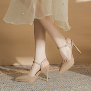 Zapatos de Tacón de Aguja con Punta Puntiaguda 1087A, con Correa en el Tobillo y Hebilla, Zapatos de Tacón Alto con Punta Abierta, Súper Altos de 8 cm, Cómodos para Mujer, Verano - Product Image 3