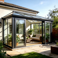 Véranda de jardin d'hiver 6063 T6 en aluminium, moderne, écologique, préfabriquée, serre en verre inclinée, 4 saisons