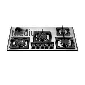 Cuisinière à gaz à allumage électrique intégrée, 5 brûleurs, plaque de cuisson en verre, entièrement noire, 90 cm, allumage par batterie, usage domestique - Product Image 4