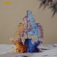 Figurine Dragon Bateau en Cristal Liuli Écologique SAINT-VIEW – Décoration Feng Shui Porte-Bonheur pour la Maison