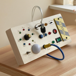 Juguetes de tablero ocupado Montessori, interruptor de luz Led Diy, tablero ocupado de madera, juguetes prácticos, educación temprana para niños y niñas pequeñas - Product Image 3