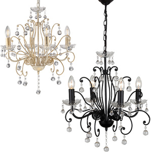 Promotion de gros usine : Lustre moderne noir en fer forgé avec pendentifs en cristal pour chambre et salon - Product Image 1