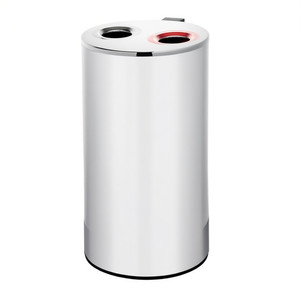 Cestino per Riciclaggio Rotondo a 2 Aperture in Acciaio Inox 4100, Bidoni per Rifiuti Rossi - Product Image 2
